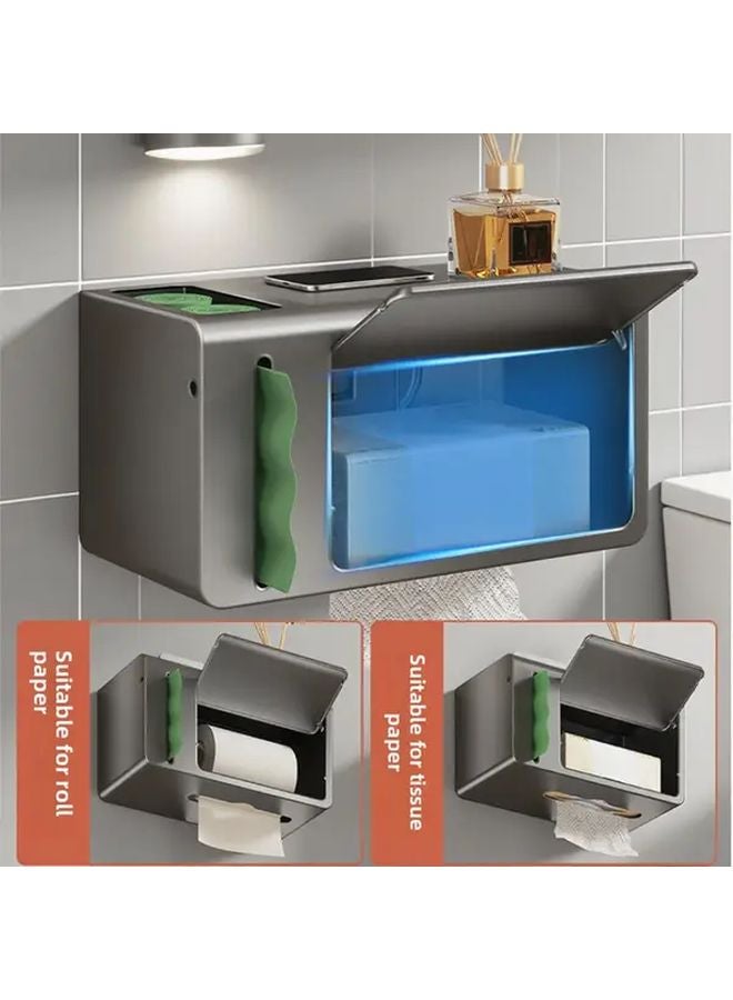 Gun Grey Wall Mounted Non Perforating Suction Cup Tissue Box Holder Modern Bathroom Storage - Image 2